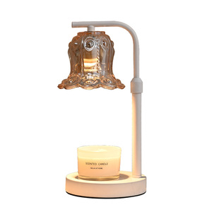 Lampe chauffe-bougie de style vintage de luxe avec base en métal et en bois pour la fonte de cire décorative et l'aromathérapie - Product Image 6