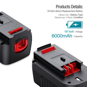 18ボルト6000Mah5000mAh交換用リチウムイオン充電式リチウムイオン18vバッテリー (ブラックおよびデッカーhpb18電動工具用) - Product Image 5