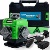Niveau laser vert auto-nivelant 4 x 360° haute luminosité, 16 lignes, alimentation USB-C, modèle LL16 pour la construction et la maison