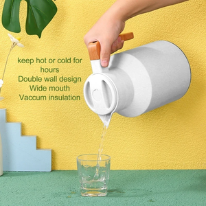 Jarra de café de 1000ml con mango de madera, doble pared, retención de calor al vacío, jarra térmica para café, jugos, té, color gris - Product Image 6