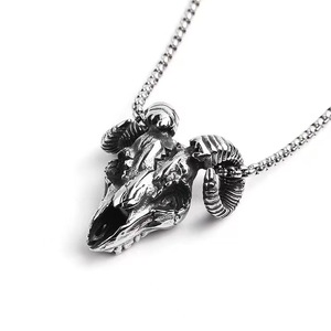 Collar con Colgante de Calavera de Carnero de Acero Inoxidable yunnique, Joyería Unisex con Signo del Zodiaco, Collares de Moda - Product Image 2