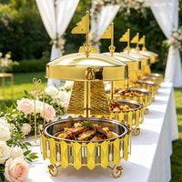 Nouveau design – Réchaud commercial 8L à chauffage alcoolisé avec motif voilier, chauffe-plats doré pour buffet, idéal pour la restauration hôtelière