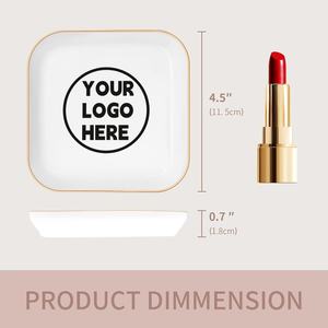 Bandeja <span class=keywords><strong>de</strong></span> Cerámica Personalizada para Anillos, con Texto o Logotipo, Bandeja Decorativa para Joyas, Plato Pequeño Cuadrado para Guardar Aretes - Product Image 2