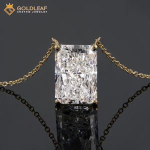 จี้เพชรทรงแปดเหลี่ยมแบบคลาสสิก ทำจากทองคำแท้ 18K สีเหลือง พร้อมสร้อยคอ ของขวัญสำหรับงานหมั้น งานแต่งงาน หรือวันครบรอบ สำหรับทั้งชายและหญิง - Product Image 2