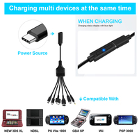 6 en 1 USB C à 6 connecteur jeu charge Audio vidéo transmetteur câble cordon pour NDS Lite Wii U nouveau 3DS XL LL 2DS GBA SP PSP PSV