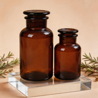Bocaux d'apothicaire en verre ambré et violet foncé de 250 ml avec bouchon en plastique et logo personnalisé