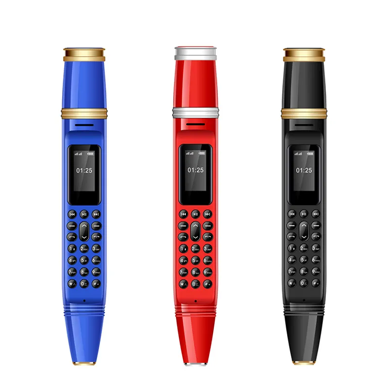 Pen Shape Dialer Mobile Phones with Camera Flashlight 0.96" Tiny Screen GSM Dual SIM with Recording Mini Pen Cellphone