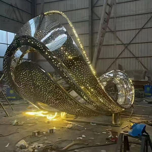 Escultura <span class=keywords><strong>de</strong></span> luz abstracta <span class=keywords><strong>de</strong></span> acero inoxidable personalizable Paisajes urbanos y espacios públicos Obra <span class=keywords><strong>de</strong></span> <span class=keywords><strong>Arte</strong></span> <span class=keywords><strong>de</strong></span> metal con técnica <span class=keywords><strong>de</strong></span> chapado - Product Image 3
