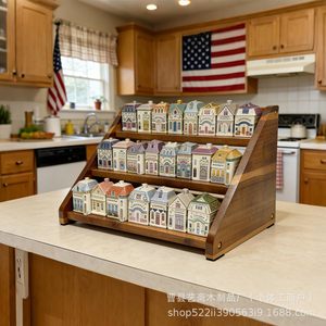 Wooden Three Tier Spice <b>Rack</b> 3 Layers Standing Type <b>Kitchen</b> Cabinet Organizer Durable <b>Storage</b> For Spices And Seasonings - Product Image 3