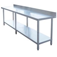 Meja Kerja Portable Stainless Steel Heavy Duty Dua Lapis untuk Dapur, Hotel, Restoran, Katering, dan Stan Luar Ruangan