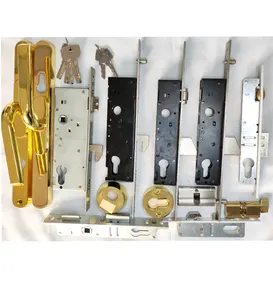 Fornecedor dourado de entrada, preço razoável, gancho de 35 mm, fechadura de porta para porta deslizante de alumínio, fechadura de perfil fino