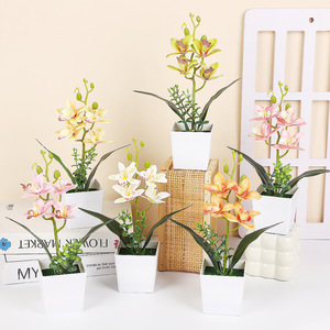 Orchidées Phalaenopsis artificielles en pot Yiwu Datuo Florist, 20x27cm, décor réalistique pour la maison et la décoration des chambres d'hôtes - Product Image 1