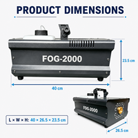 Machine à fumée LED 2000W avec 12 LED RGB, portée de fumée de 8-10m, contrôle sans fil et filaire DMX512