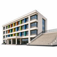 Bâtiment scolaire en acier, dimensions de pièces personnalisées, largeur de couloir, positions des escaliers, bandes de fenêtres, emplacements des portes, toit isolé, gouttière