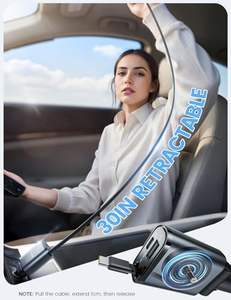 <span class=keywords><strong>Chargeur</strong></span> de <span class=keywords><strong>voiture</strong></span> rétractable Lamicall PT-47 57W, adaptateur de charge rapide USB C, enrouleur de cordon d'alimentation automatique, prise allume-cigare, téléphone portable - Product Image 5