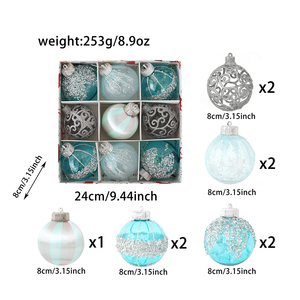 Ornamenti natali per palline di natale, 9 pezzi, 8cm, ornamento della palla di Natale dipinto a mano per albero di Natale, decorazioni regalo - Product Image 5