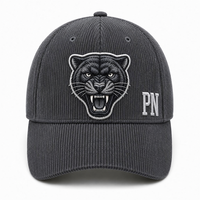 Cappellino da Baseball in Corduroy Personalizzato con Logo Ricamato, 6 Pannelli, Grigio Scuro Testurizzato Vintage, Gorras Autunno Inverno