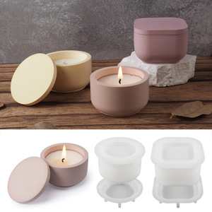 Cetakan Pot Bunga Gipsum Plester Nordik, Cetakan Silikon Vas untuk Wadah Lilin Semen Dengan Tutup - Product Image 1