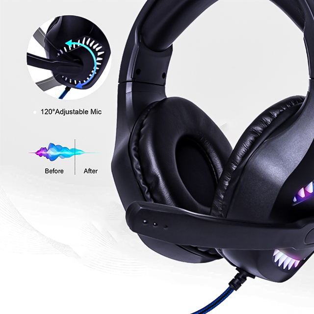 LED Light Microphone Gaming Headset  RGB Earphone USB Wired PC Gaming Headphones