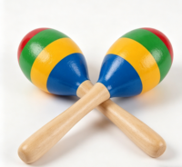 Orff Percussion Musical Instrument Accessories Christmas Colored Wooden Maracas for Music Enlightenment Education Celebrate