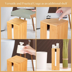 Bamboo Toilet <b>Paper</b> Holder Rectangular Free Standing Wooden Desktop Storage Box For Home Bathroom <b>Kitchen</b> Hotel Restaurant - Product Image 3