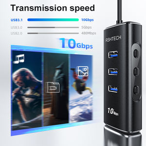 Rshtech ตัวแยกสัญญาณ<span class=keywords><strong>5</strong></span> in 1แบบใน1 3.1การถ่ายโอนข้อมูล USB พร้อมอะแดปเตอร์ USB ฮับ5V/2A สำหรับอุปกรณ์เสริมคอมพิวเตอร์ - Product Image 3