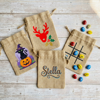 Pochette de rangement en jute et lin recyclable avec cordon de serrage pour cadeaux de mariage, emballage cadeau, bijoux, rangement de chaussures - Personnalisable par sérigraphie