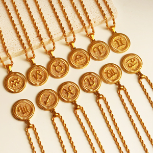 Collar del zodiaco de oro de 18K, colgante de astrología, Horóscopo de acero inoxidable, collar con signo del zodiaco, regalo de cumpleaños personalizado - Product Image 2