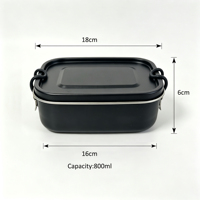 Offre Spéciale – Boîte à lunch 800 ml 16 cm en acier inoxydable 304 avec boucle en silicone, couvercle en acier inoxydable, un compartiment, compatible lave-vaisselle