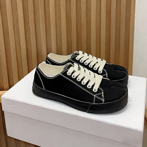 Zapatos Tabi Unisex <span class=keywords><strong>de</strong></span> Lona Negra, Diseño Único <span class=keywords><strong>de</strong></span> Punta Dividida, Suela <span class=keywords><strong>de</strong></span> <span class=keywords><strong>Goma</strong></span> Vulcanizada Cómoda, <span class=keywords><strong>Zapatillas</strong></span> Casuales para Uso Diario para Hombre - Product Image 5