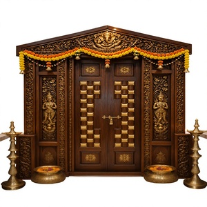 Traditional Handmade Pooja Room Double Door High Quality Hand Carved Main Gate for <b>Mandir</b> USA Luxury Temple Door Manufacturers - Product Image 5