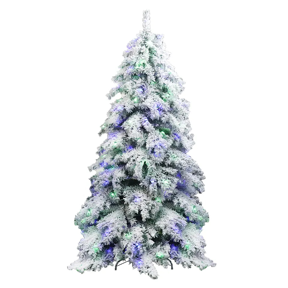 Snowflake PVC flocking Christmas tree led pre-lighting artificial Christmas tree for holiday decoration