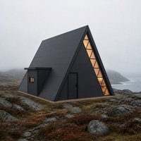 Cabane préfabriquée de luxe avec terrasse sur l'océan, hébergement commercial, fabrication en usine, réseau pour les développeurs, maison en A-frame S780