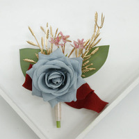 Boutonniere dan Corsage Bunga Mawar Buatan untuk Aksesoris Pernikahan, Acara Bisnis, dan Upacara Pembukaan