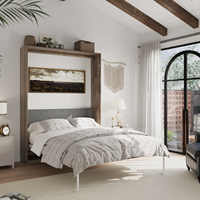 Lit mural moderne Varyron en bois grainé brun, lit escamotable caché, armoire murale pliable, PB/MDF, OEM ODM VYR-BED