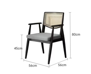 Chaise en <span class=keywords><strong>osier</strong></span> nordique en bois massif, chaise de loisirs de <span class=keywords><strong>bureau</strong></span> avec dossier, chaise de salle à manger simple pour maison d'hôtes - Product Image 6
