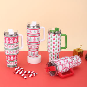 6 couleurs 40oz <span class=keywords><strong>arbre</strong></span> de Noël et <span class=keywords><strong>canne</strong></span> à sucre strass tasses Bling strass réutilisable isolé voyage gobelets avec poignée - Product Image 3