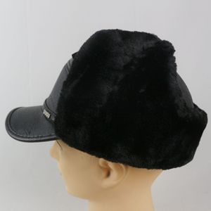 Lei Feng Hat Black Fleece Lined Warm Windproof <b>Winter</b> Ski <b>Cap</b> For Men Outdoor Use - Product Image 2