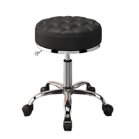 Tabouret de bar pivotant en acier inoxydable de luxe léger avec roulettes, réglable en hauteur, spécifique aux salons de coiffure et de beauté