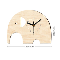 Horloge murale en bois en forme d'éléphant mignon, style Art Déco, silencieuse, sans tic-tac, forme irrégulière, décoration murale de dessin animé pour chambre d'enfant et salle de jeux