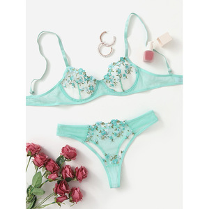 I21116 yüksek kalite çiçek erotik dantel seksi olgun kadın iç çamaşırı setleri egzotik şeffaf çiçek işlemeli iç çamaşırı Femme - Product Image 6