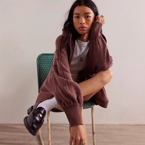 Felpa sportiva Vintage con cappuccio alla moda Cardigan Casual manica a pipistrello <span class=keywords><strong>giacca</strong></span> da donna - Product Image 3