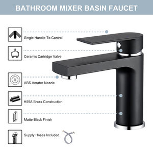 Grifo de Lavabo para Baño, Negro Mate Premium, Fabricado en China, Kaiping, con Certificación CUPC, CE, ISO9001, OEM - Product Image 2