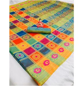 Nouveau magnifique Look coton soie Saree avec chemisier pièce femmes indiennes portent Sari pas cher bas prix en gros Surat ApparelGarment - Product Image 6