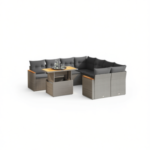 Ensemble de canapés de jardin en rotin gris 6 places avec rangement, mobilier d'extérieur au design contemporain - Product Image 1