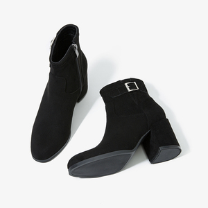 أحذية نسائية شتوية طويلة حتى منتصف الساق بكعب سميك وسحاب، أحذية أنيقة - Product Image 5