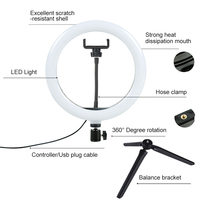 Ring Light LED Harga Terjangkau, 10 inci 26cm dengan Penyangga Ponsel, Ring Light Meja Rias dengan Peredup Cahaya, Sempurna untuk Live Streaming, TikTok