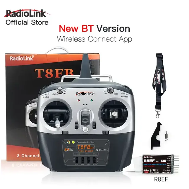 RadioLink T8FB 8CH RC Transmitter with R8EF Receiver 2000m Long Range Radio Control System for Drone Aircraft Car Boat