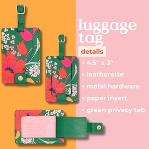 Etiqueta de <span class=keywords><strong>Maleta</strong></span> de Cuero Vegano Resistente con Diseño Floral Verde, Impermeable, a la Moda, con Color <span class=keywords><strong>Personalizado</strong></span>, para Viajes, <span class=keywords><strong>Identificador</strong></span> de Equipaje de PU - Product Image 4