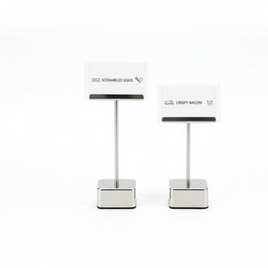 Assorted Pastries Scrambled Eggs Crispy Bacon Metal Light <b>Weight</b> Food Label <b>Stand</b> Display Hotel Breakfast Buffet Sign Holder - Product Image 1